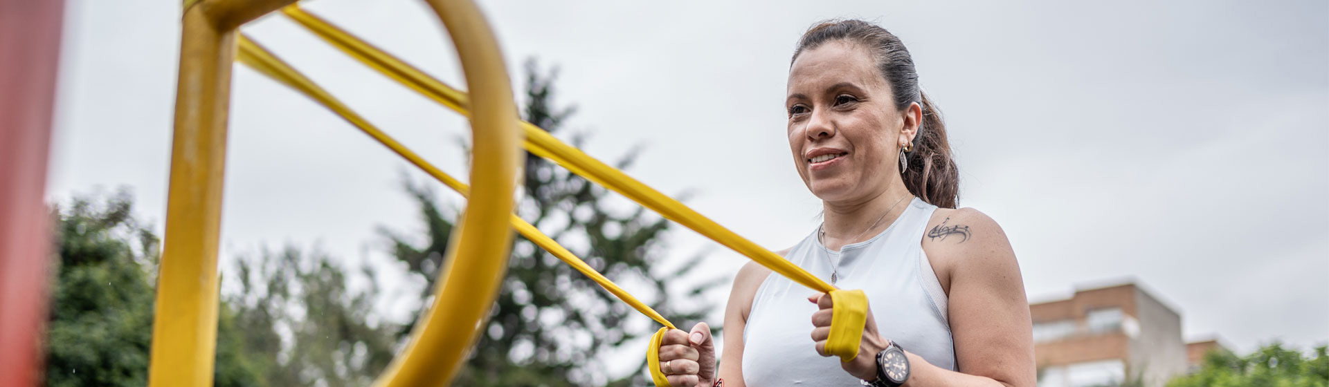 Woman working at a park