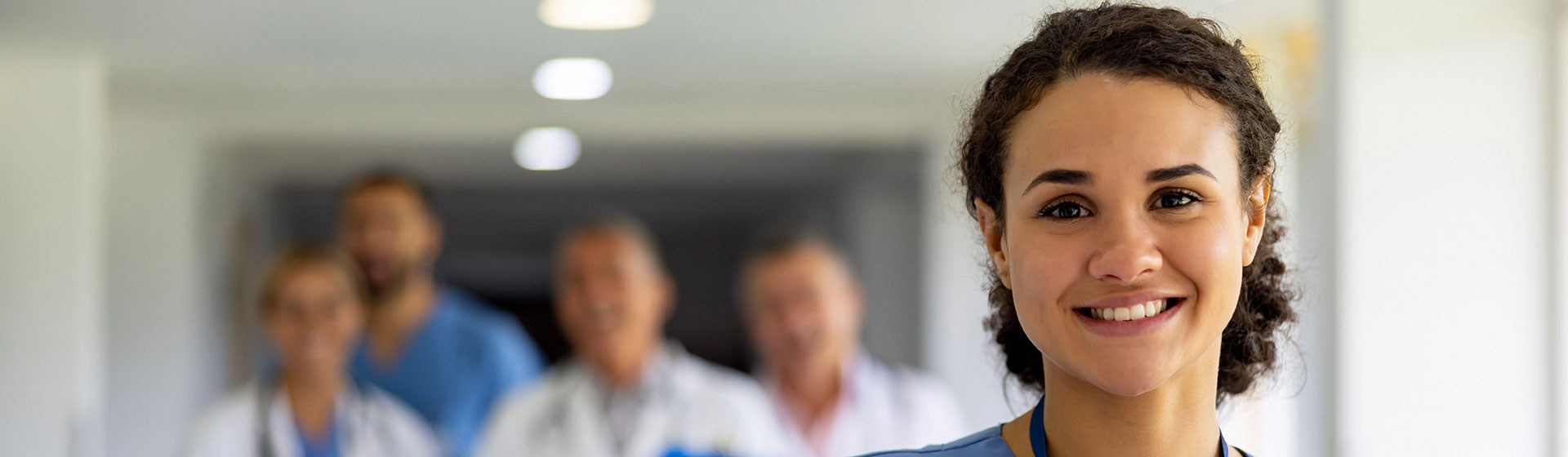 Female health care worker smiling