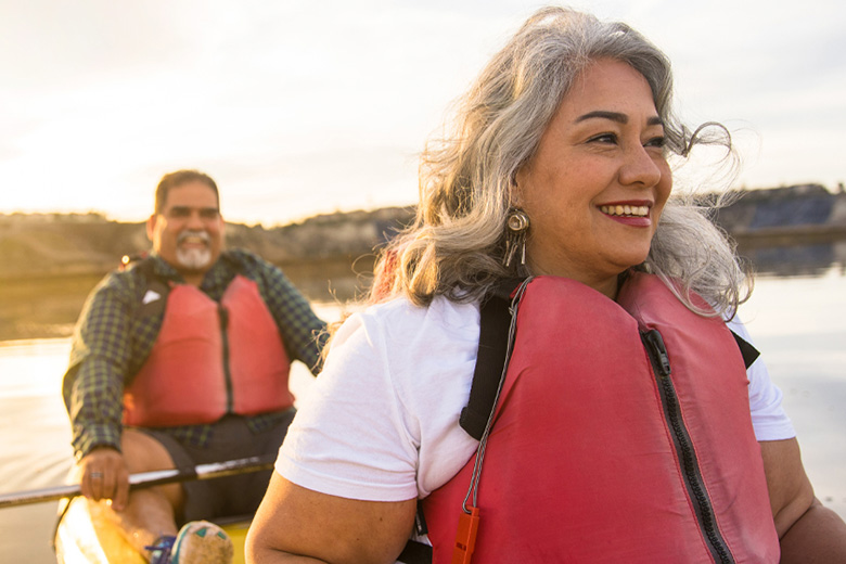 Two people in a boat